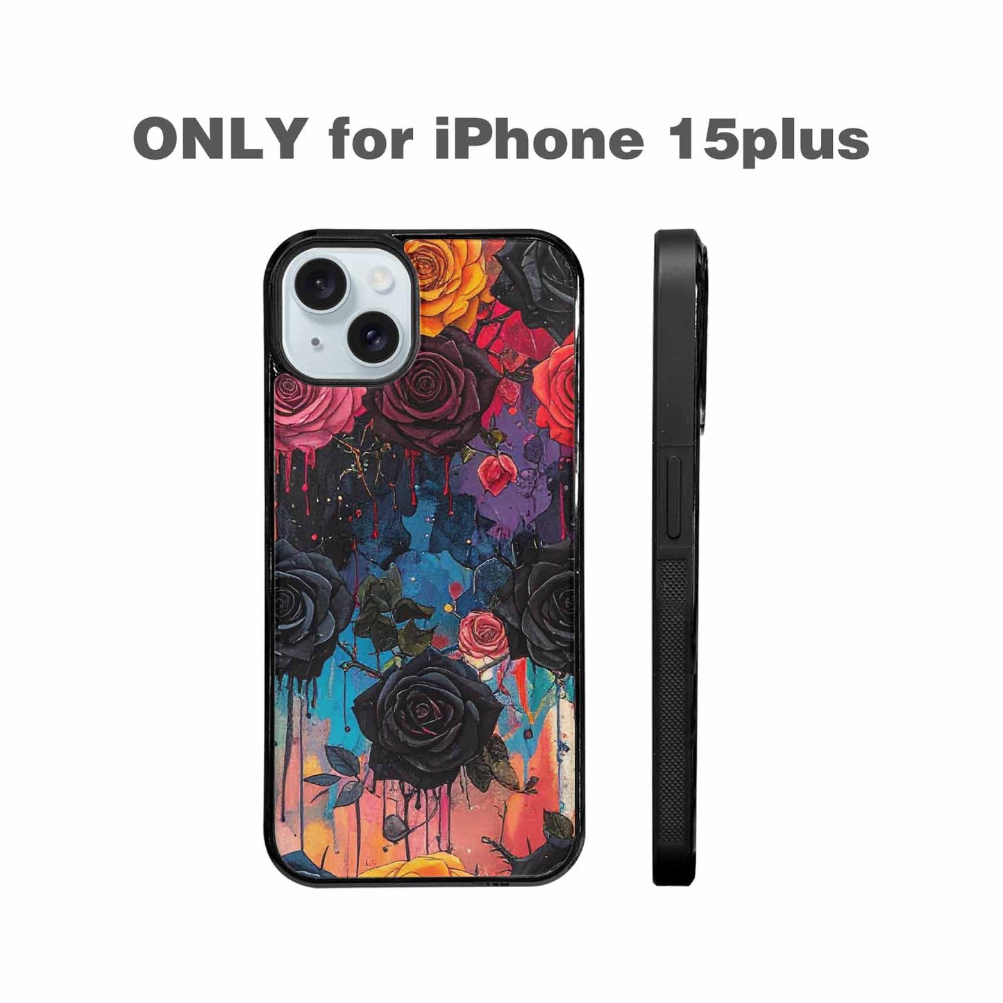 iPhone 15 Plus Case — Gothic Rose Gothic Roses Pattern Hundreds, Customized Protective Case