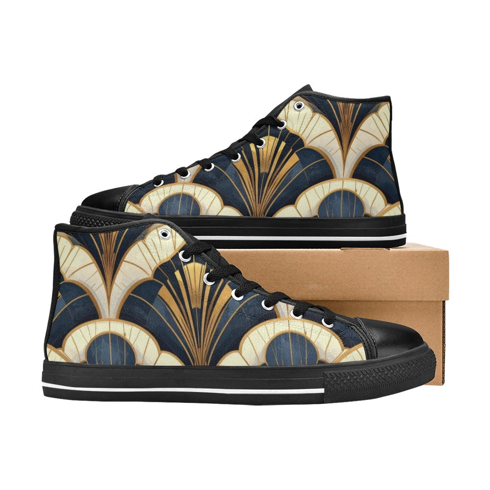 Art Deco Illustration Pattern 883665 High Top Canvas Shoes for Kid (Model 017)