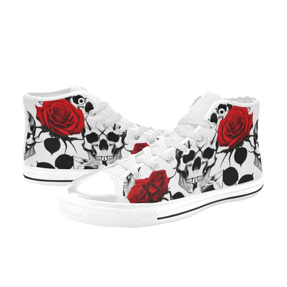 WOMEN'S Skulls Roses Deluxe 9 High Top Canvas Vivid Shoes