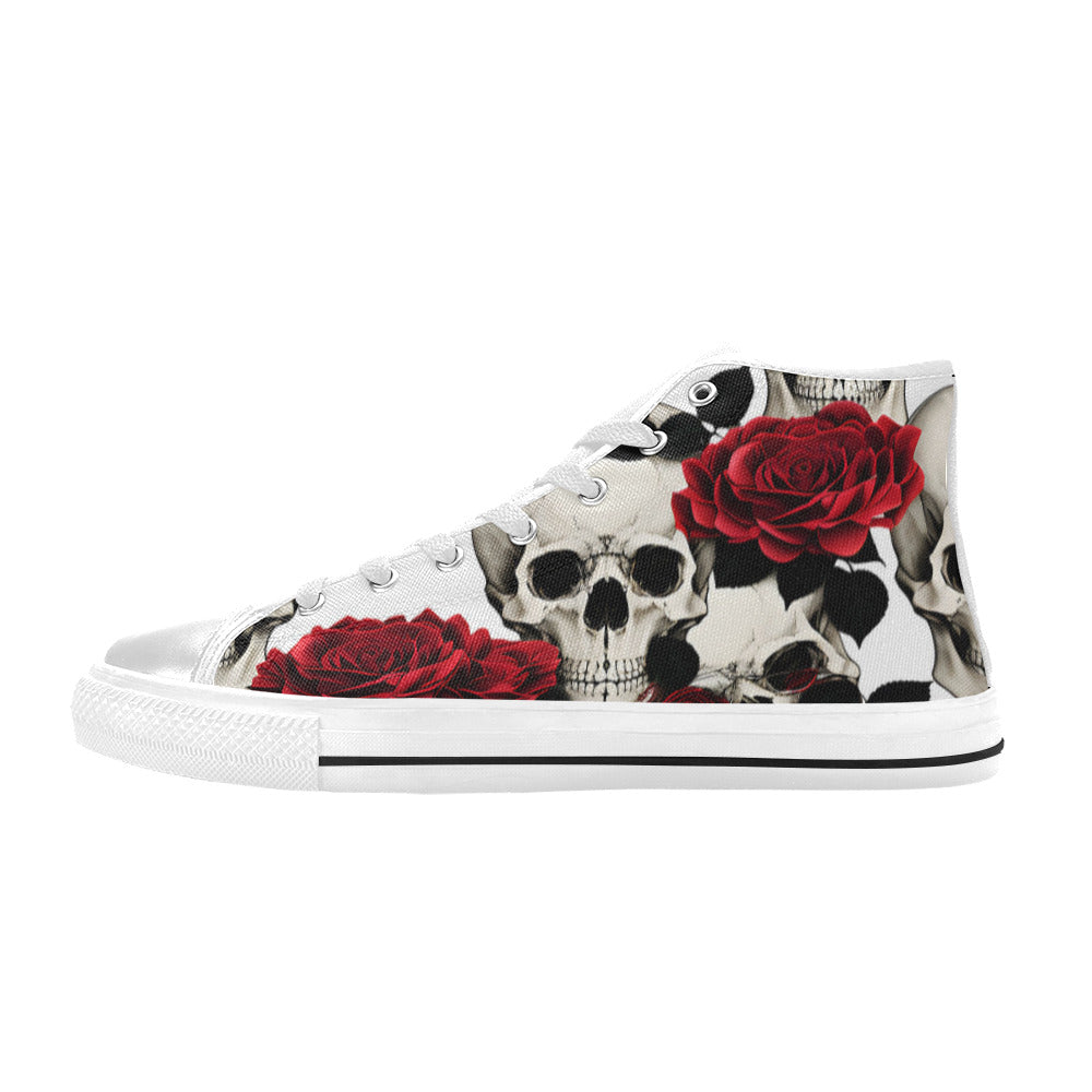 WOMEN'S Skulls Roses Deluxe 6 High Top Canvas Cottagecore Sneakers