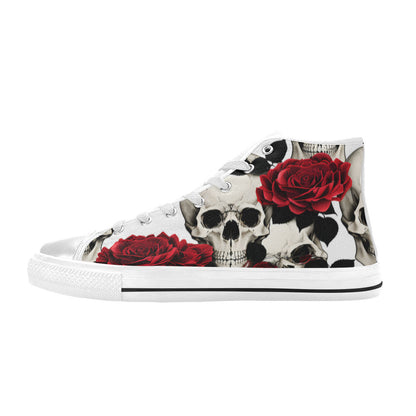 WOMEN'S Skulls Roses Deluxe 6 High Top Canvas Cottagecore Sneakers