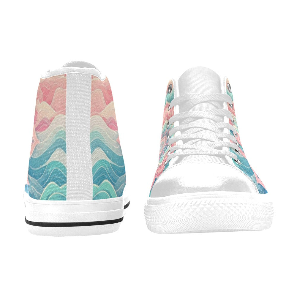 MEN'S Pastel Wave Mandala Men’S High Top Canvas Vibrant Chaos Sneakers