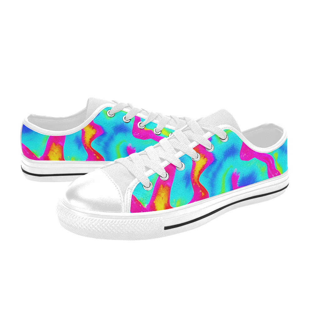WOMEN'S Tie Dye Splash Retro Canvas Vibrant Chaos Custom Sneakers