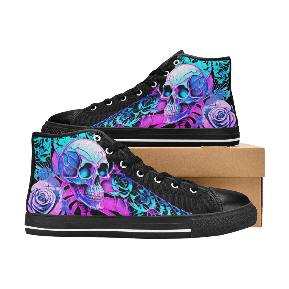 MEN'S Butterfly Roses Skulls Men’S High Top Canvas Vibrant Chaos Shoes