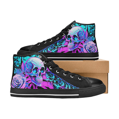 MEN'S Butterfly Roses Skulls Men’S High Top Canvas Vibrant Chaos Shoes