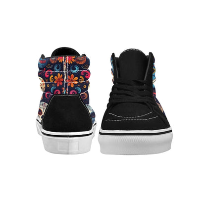 MEN'S Day Of Dead Sugar Skull High Top Skateboarding Wallpaper Art Custom Shoes