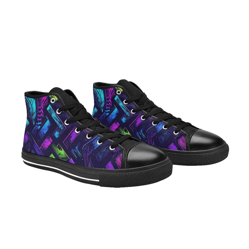 MEN'S Electric Houndstooth Dream 1 High Top Canvas Grunge Shoes