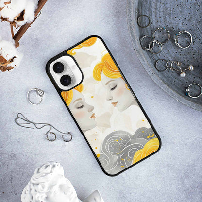 iPhone 16 Plus Case — Gemini Twins Zodiac Pattern Seamless Repeat, Custom Phone Case