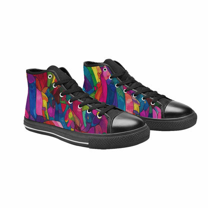 MEN'S Polysexual Flag Color High Top Canvas Neon Fantasy Custom Sneakers