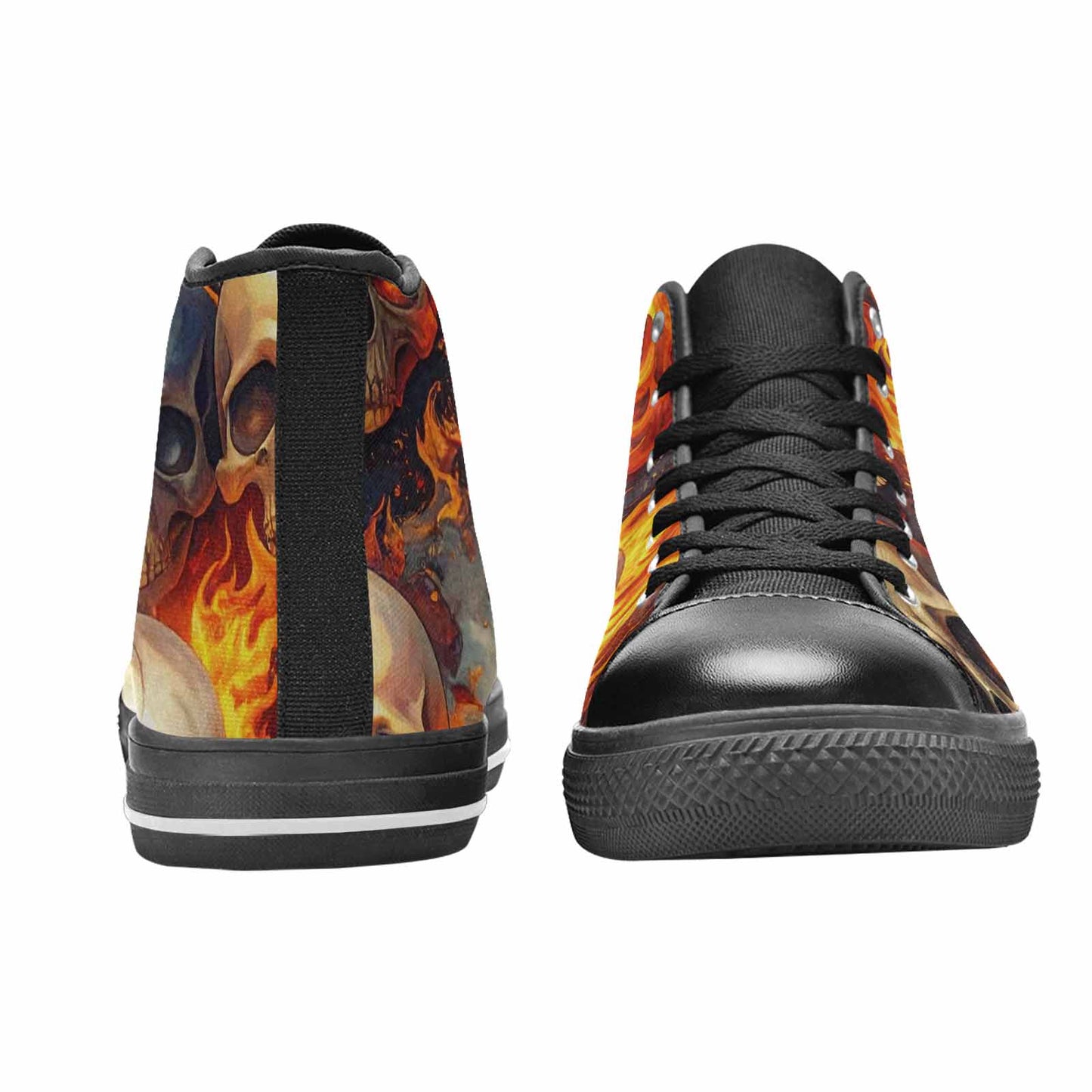 WOMEN'S Skulls - Flaming High Top Canvas Dark Academia Sneakers
