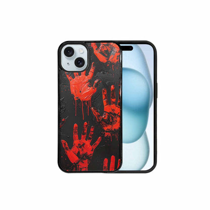 iPhone 15 Plus Case — Splatter Paint Art Hand Prints Black, Custom Phone Case