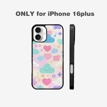 iPhone 16 Plus Case — Cute Kawaii Style Generic Icons Stars, Custom Print Case Cover