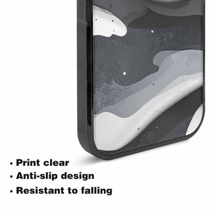 iPhone 15 Plus Case — Grey Camo Print, Customized Protective Case
