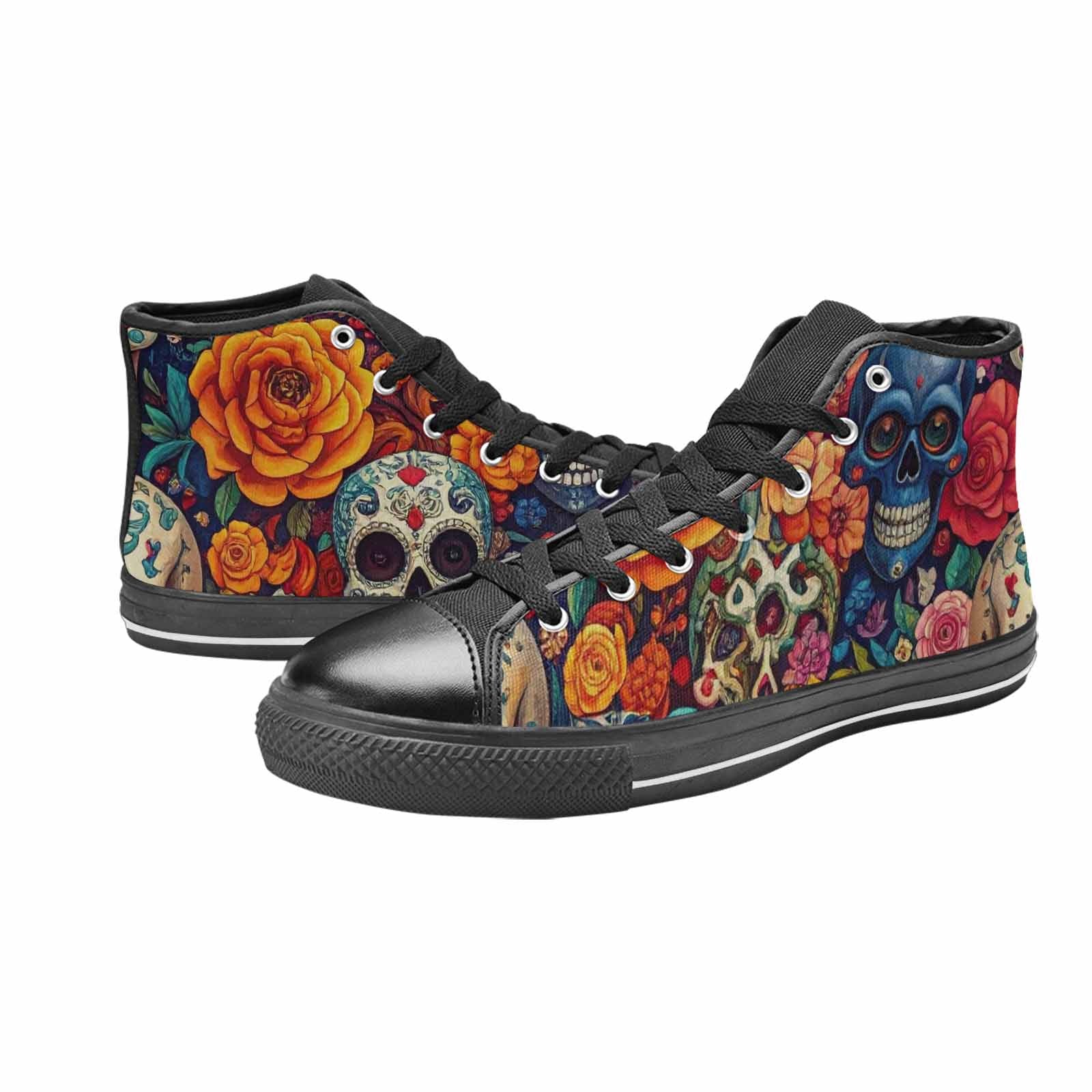 MEN'S Skull High Top Canvas Cottagecore Custom Sneakers