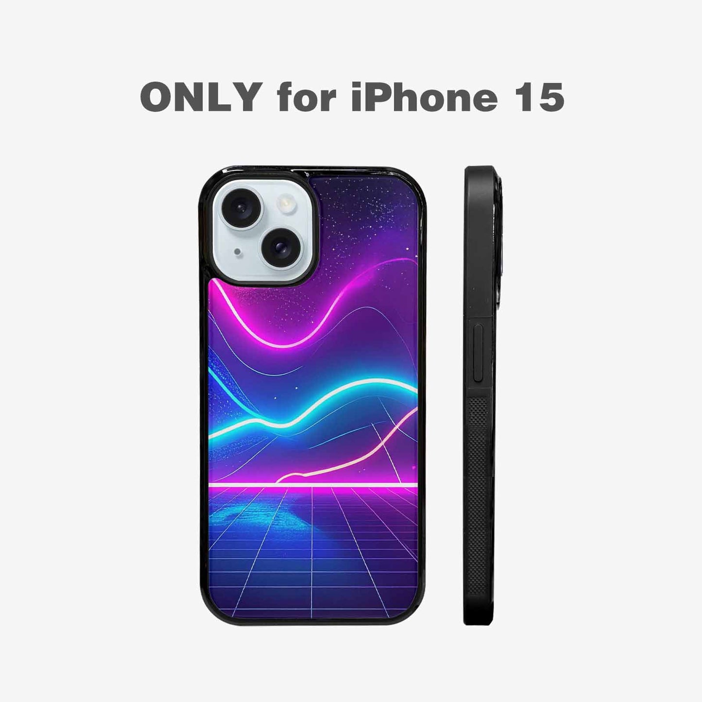 iPhone 15 Case — 1980s Neon Cartoon Art Pattern, Custom Printed Phone Case