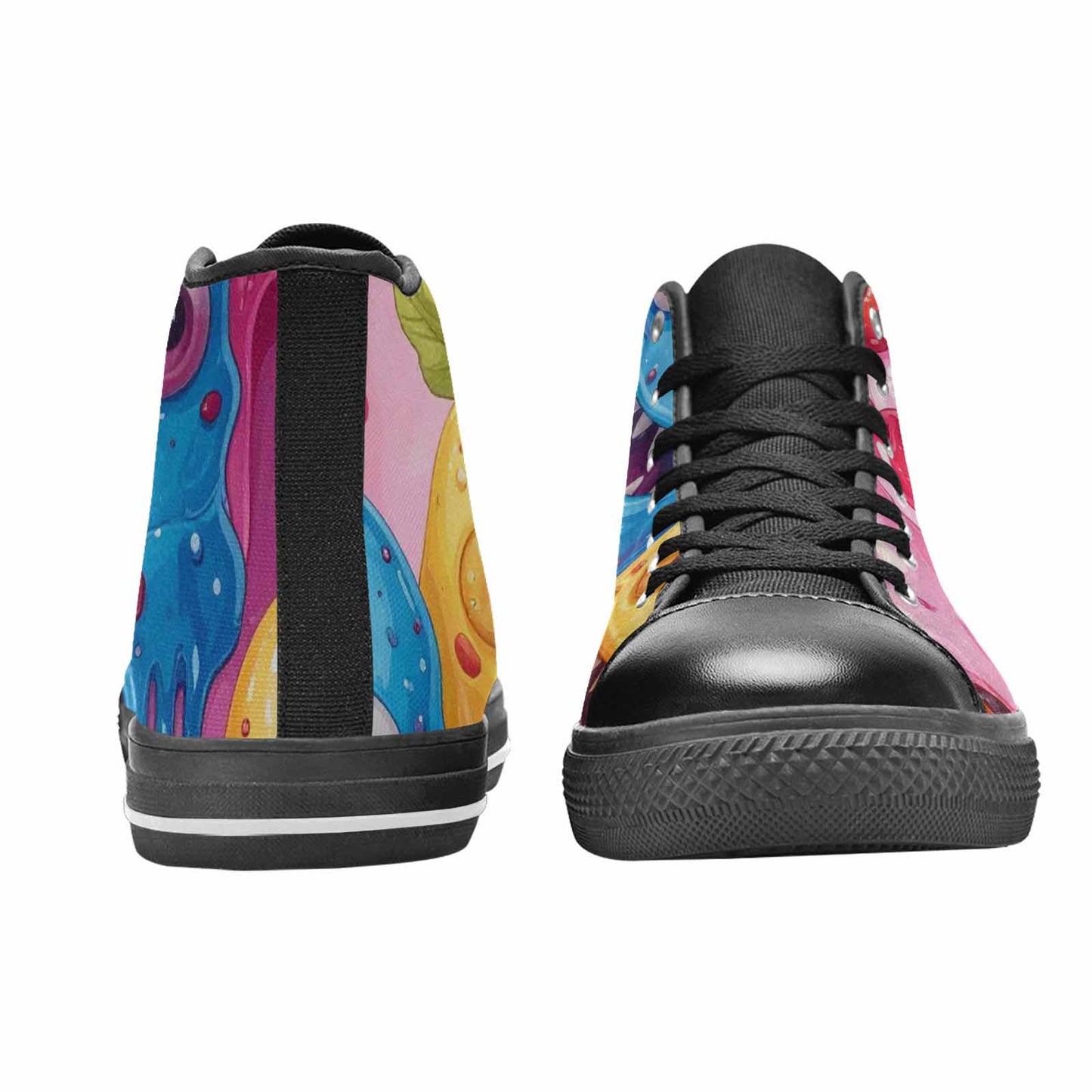 MEN'S Melting Icecream Monster Cherry High Top Canvas Vibrant Chaos Shoes