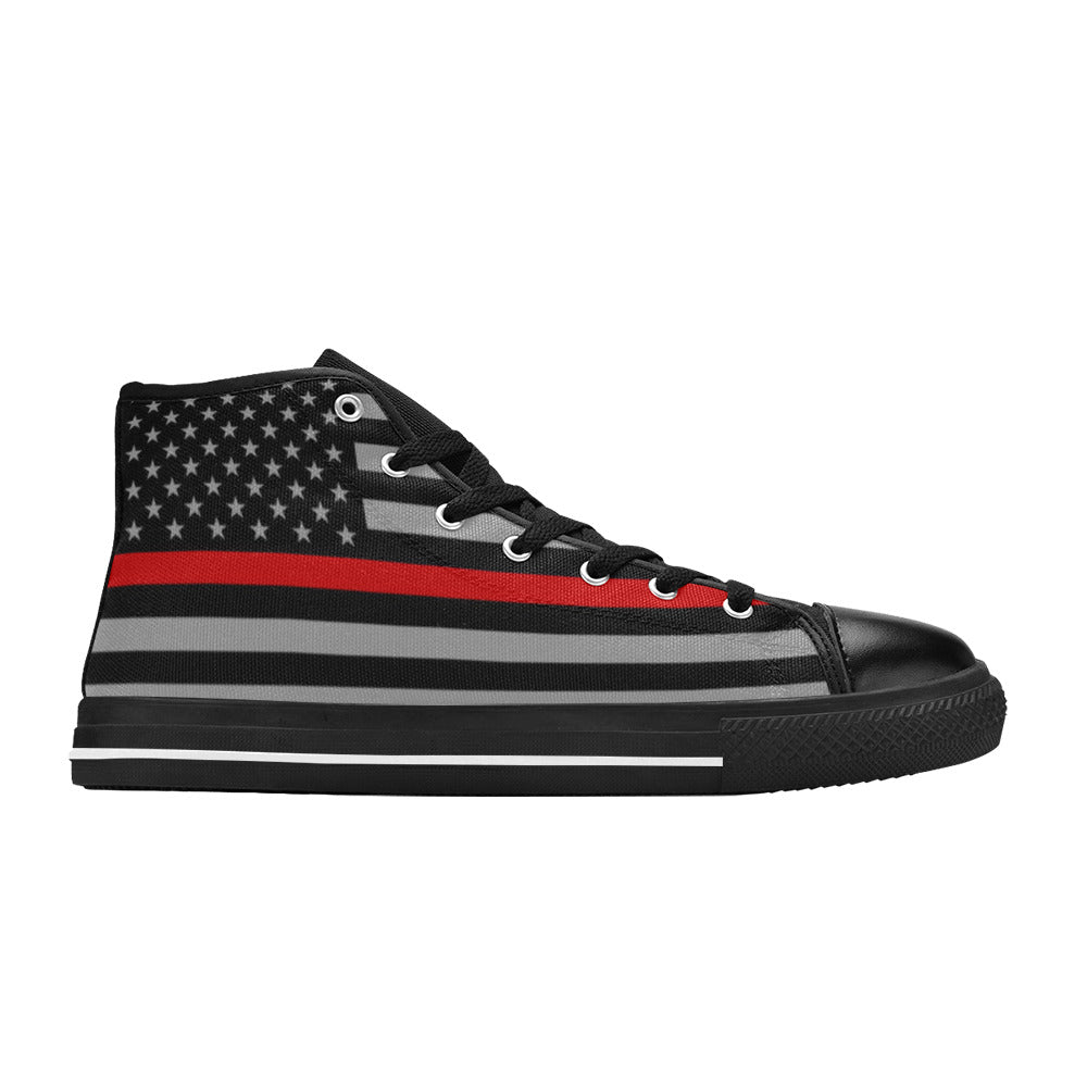 WOMEN'S Thin Red Line Flag High Top Canvas Cottagecore Custom Shoes