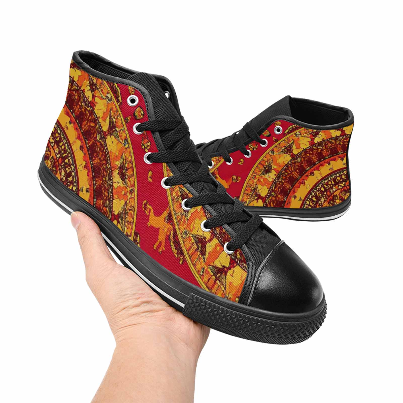 MEN'S Mandala Lions High Top Canvas Grunge Sneakers