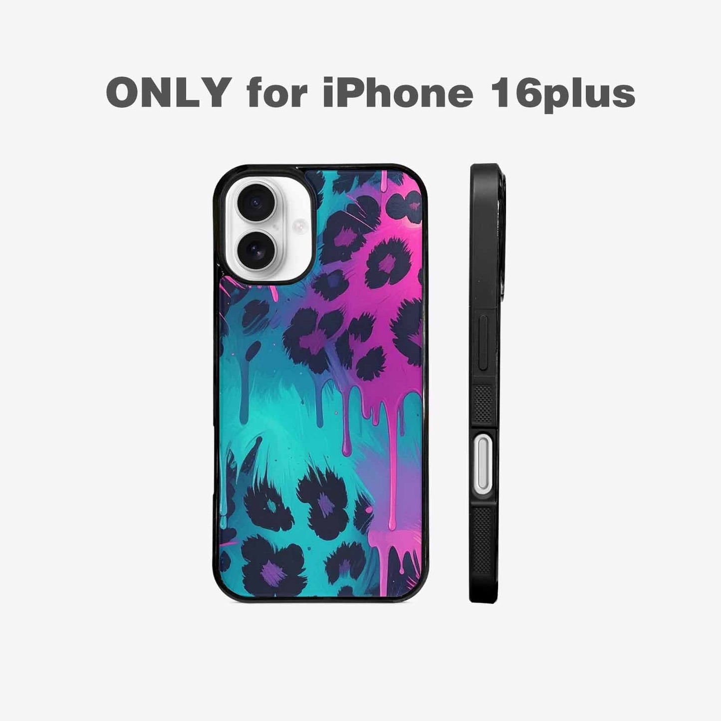 iPhone 16 Plus Case — Leopard Melting Neon, Custom Art Phone Cover