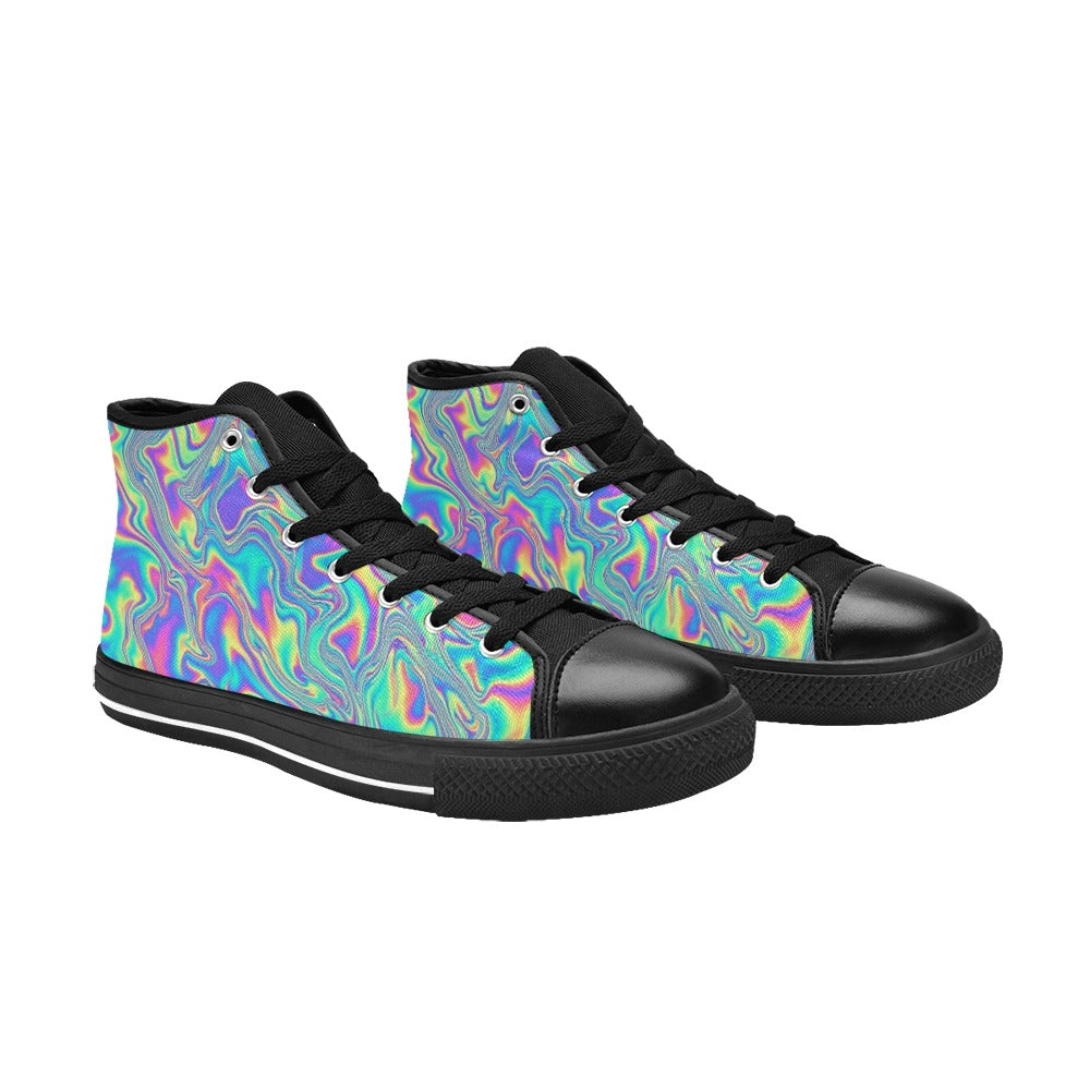 MEN'S Holographic Tribal Blaze 4 High Top Canvas Neon Fantasy Custom Shoes