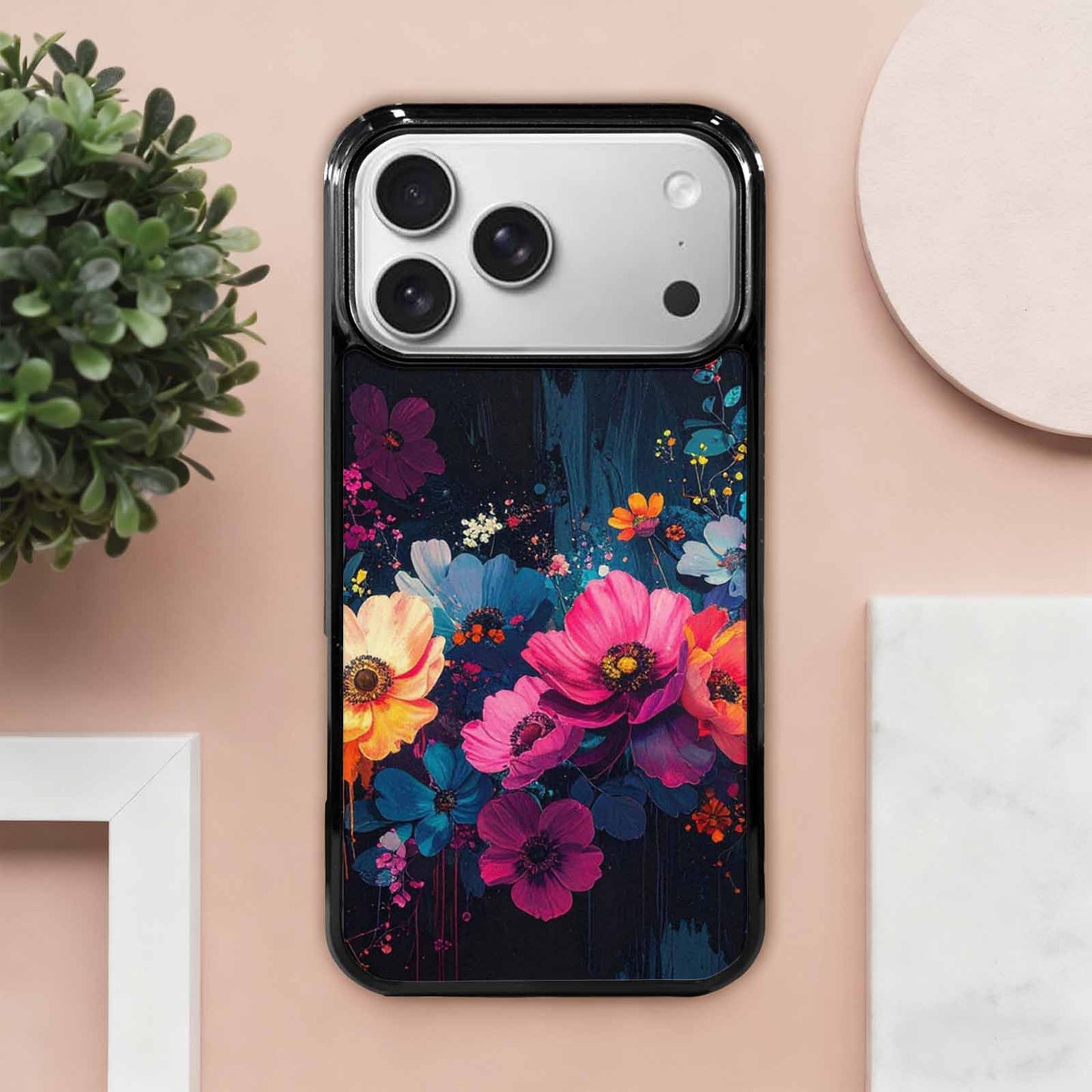 iPhone 17 Pro Max Case — Shadowy Glitch Floral Pattern Floral, Custom Phone Case