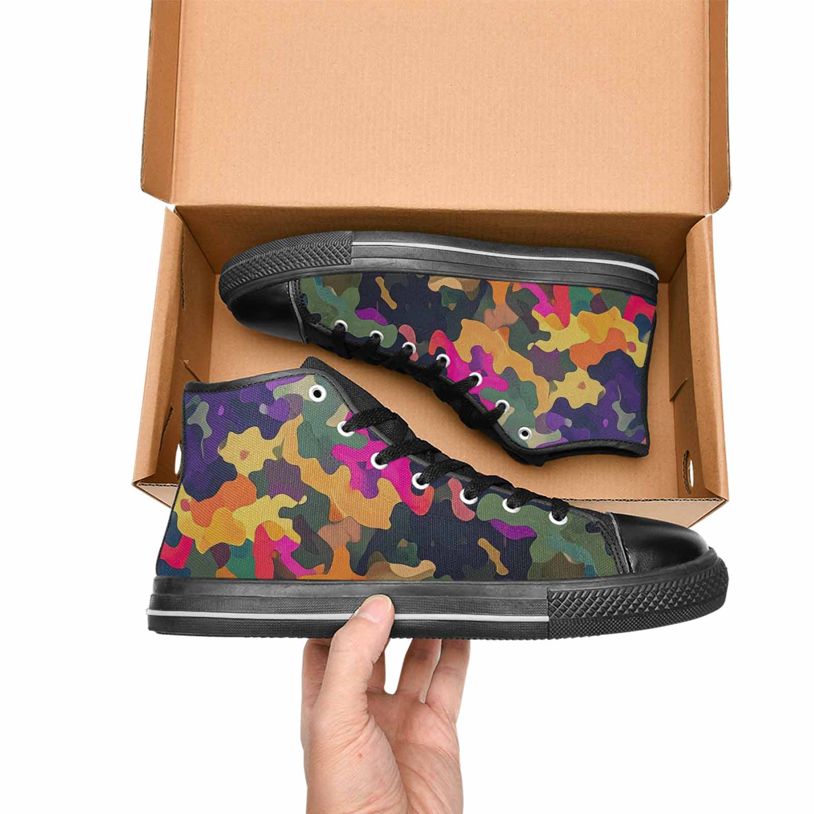 WOMEN'S Military Camouflage Blotch High Top Canvas Aesthetic Custom Sneakers