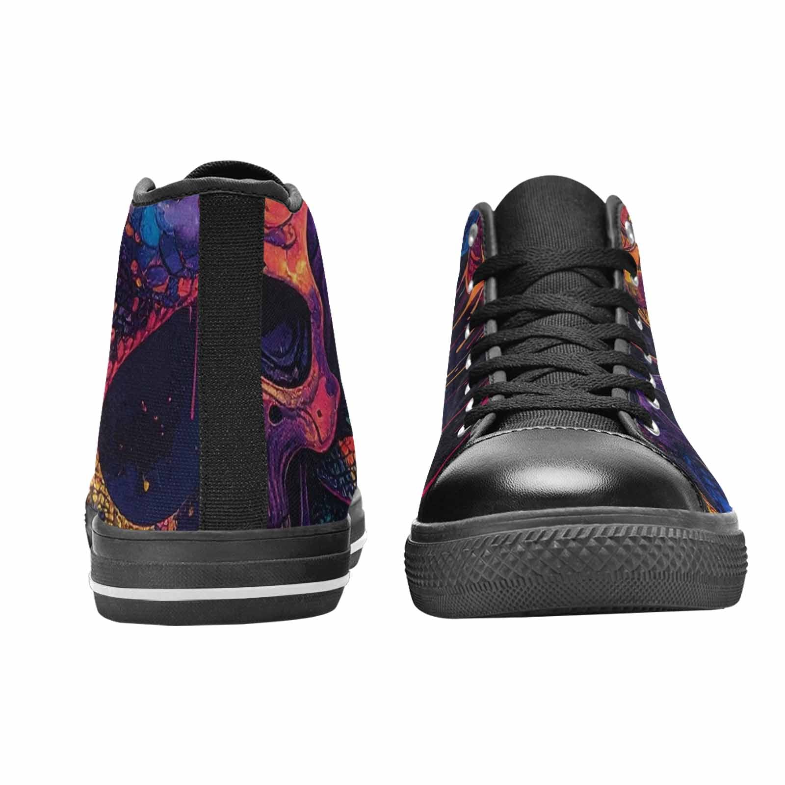 WOMEN'S Snakes And Skulls Collage High Top Canvas Neon Fantasy Sneakers