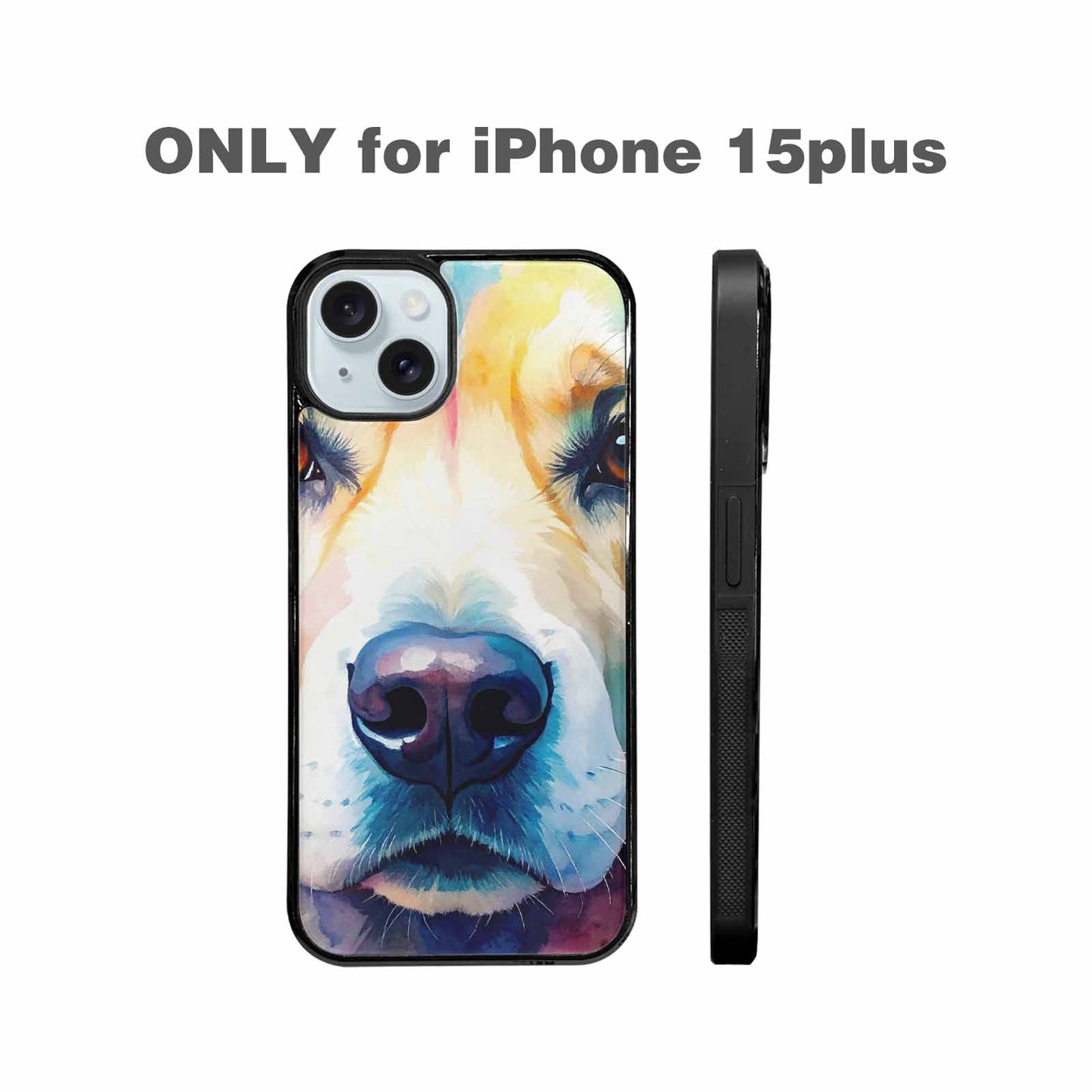 iPhone 15 Plus Case — Golden Retriever Watercolor Art Pattern, Custom Designed Case Cover