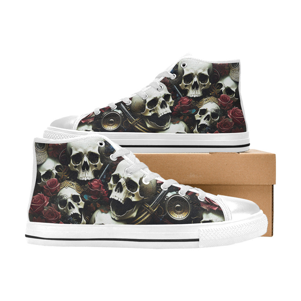 WOMEN'S Rose Skulls Dark 4 High Top Canvas Y2K Custom Shoes
