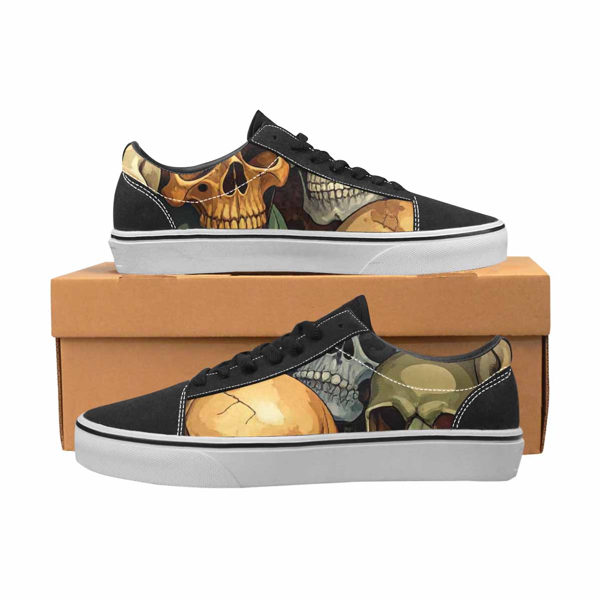 WOMEN'S Skulls × Camo Skulls Lace-Up Canvas Aesthetic Custom Shoes