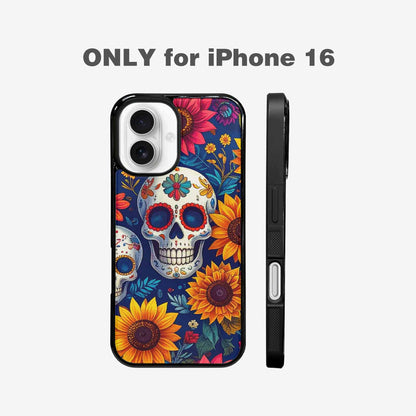 iPhone 16 Case — Sunflower Skulls Print Custom, Custom Made Phone Cover