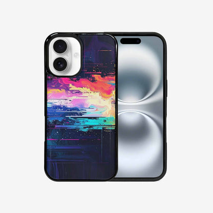 iPhone 16 Case — Glitch Dark Art Seamless Pattern Vibrant, Custom Art Phone Cover