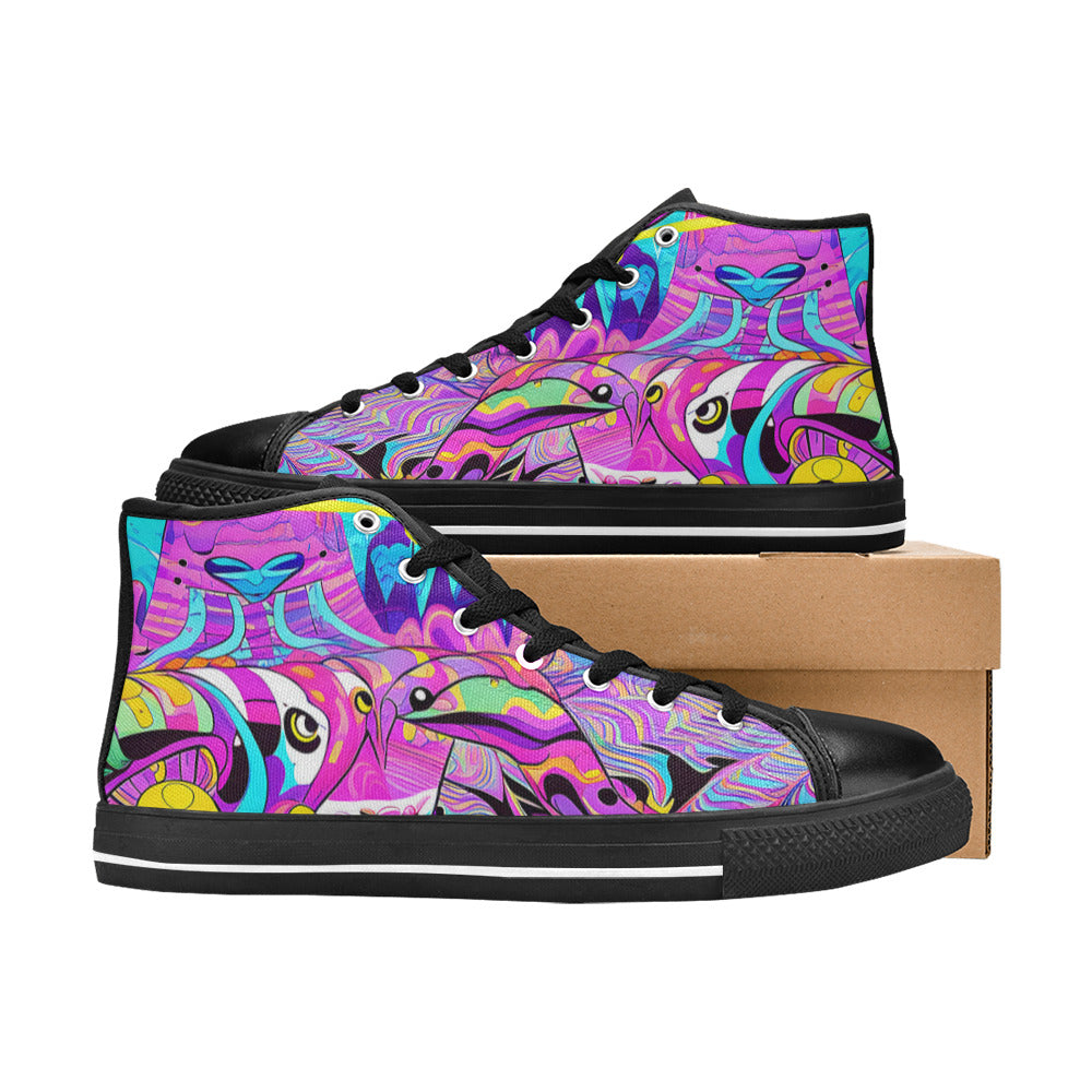 WOMEN'S Trip Art 2 High Top Canvas Dark Academia Custom Sneakers