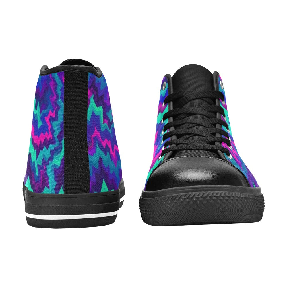 MEN'S Psychedelic Chevron Vortex High Top Canvas Vibrant Chaos Shoes