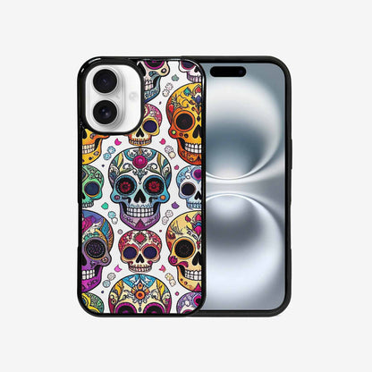 iPhone 16 Case — Vibrant Skull Seamless, Personalized Phone Case