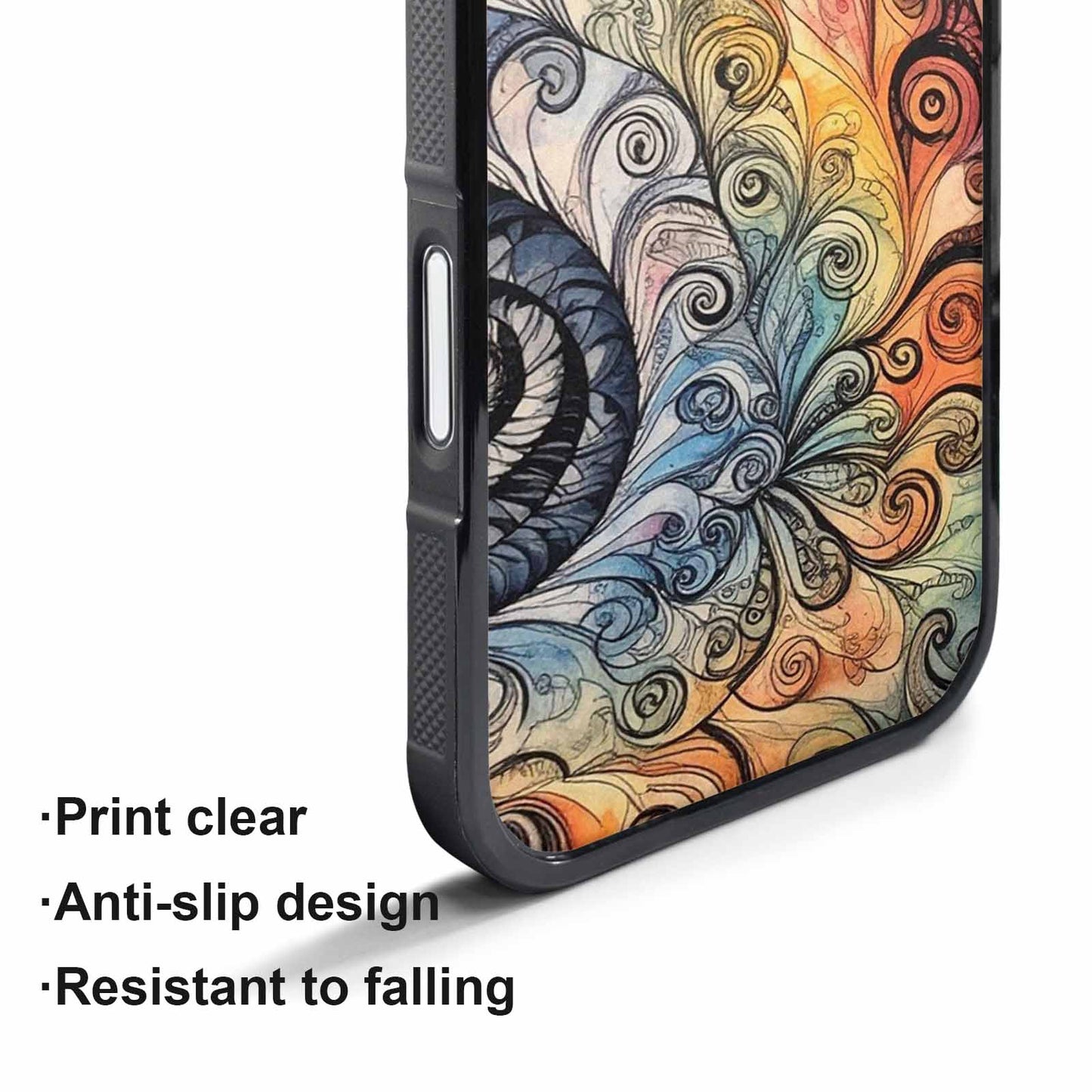 iPhone 17 Pro Case — Tie Dye Swirls Black White Tie, Custom Designed Case Cover