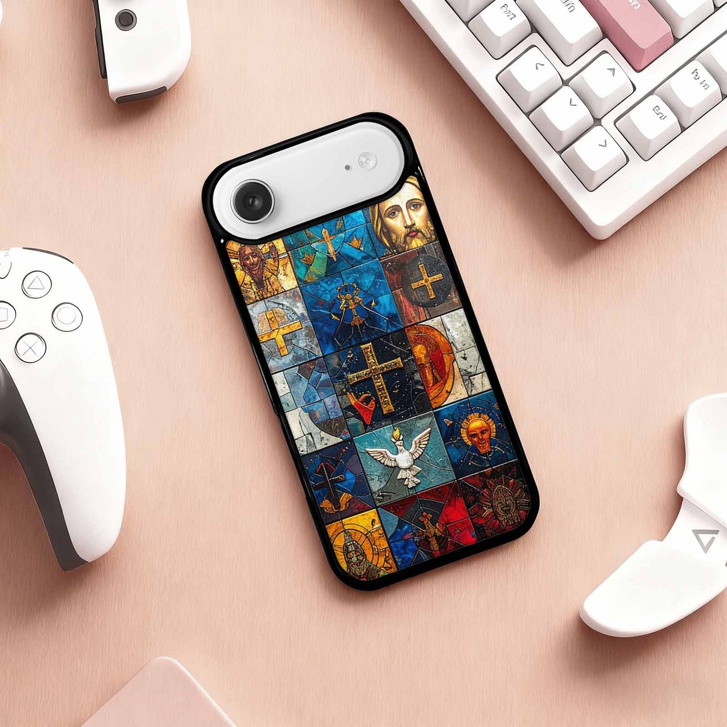 iPhone 17 Air Case — Jesus Face Small Cross And Original, Custom Printed Phone Case