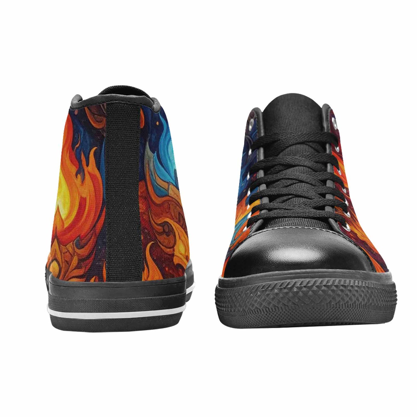 WOMEN'S Fire Flame High Top Canvas Surreal Custom Shoes