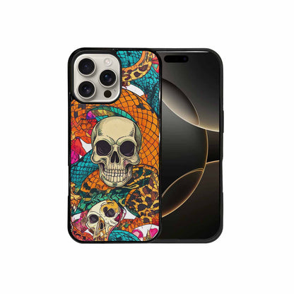 iPhone 16 Pro Max Case — Snake Print Skull, Custom Made Phone Cover