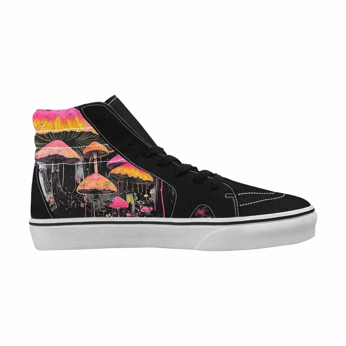 MEN'S Rainbow Drip Mushrooms High Top Canvas Cottagecore Custom Sneakers