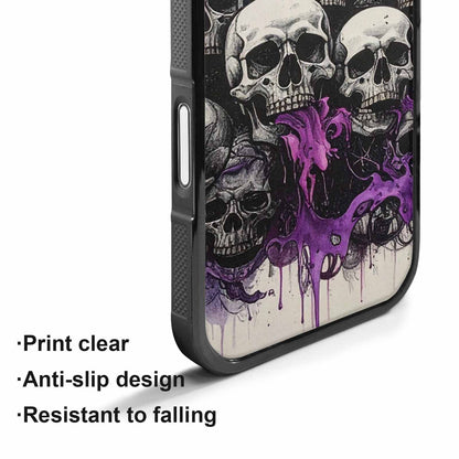iPhone 17 Case — Black &amp; Purple Ink Gothic Skulls, Original Design Phone Case