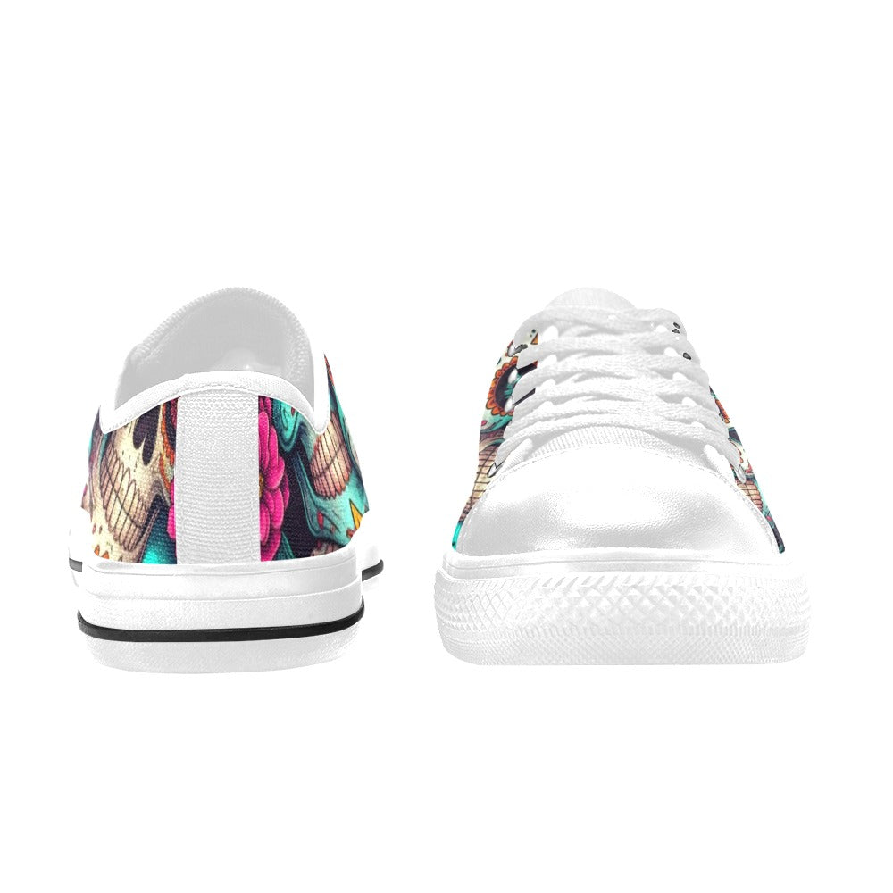 WOMEN'S Dia De Los Muertos Low Top Canvas Y2K Custom Shoes