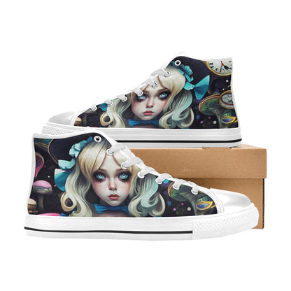 MEN'S Creepy Art Trippy Wonderland High Top Canvas Wallpaper Art Shoes