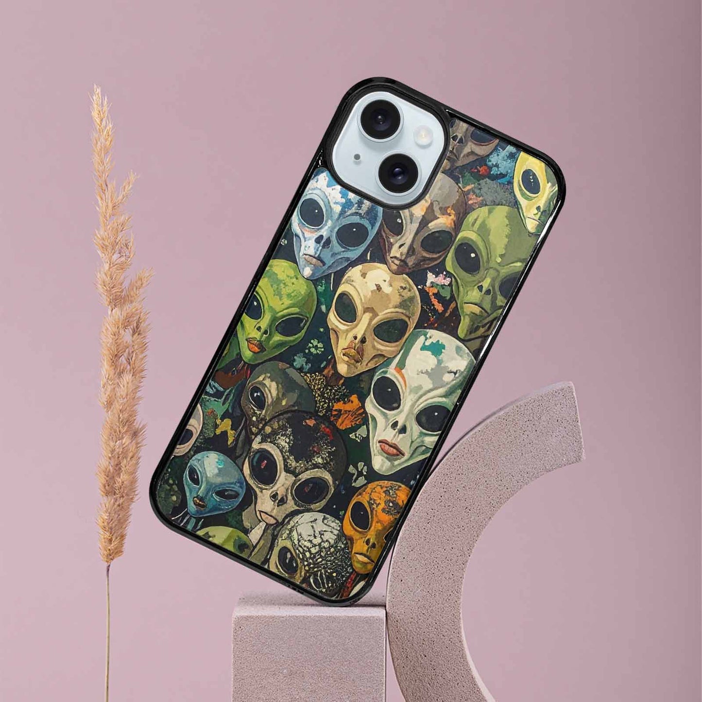 iPhone 15 Plus Case — Aliens Camo Aliens Pattern Hundreds Of, Custom Phone Case