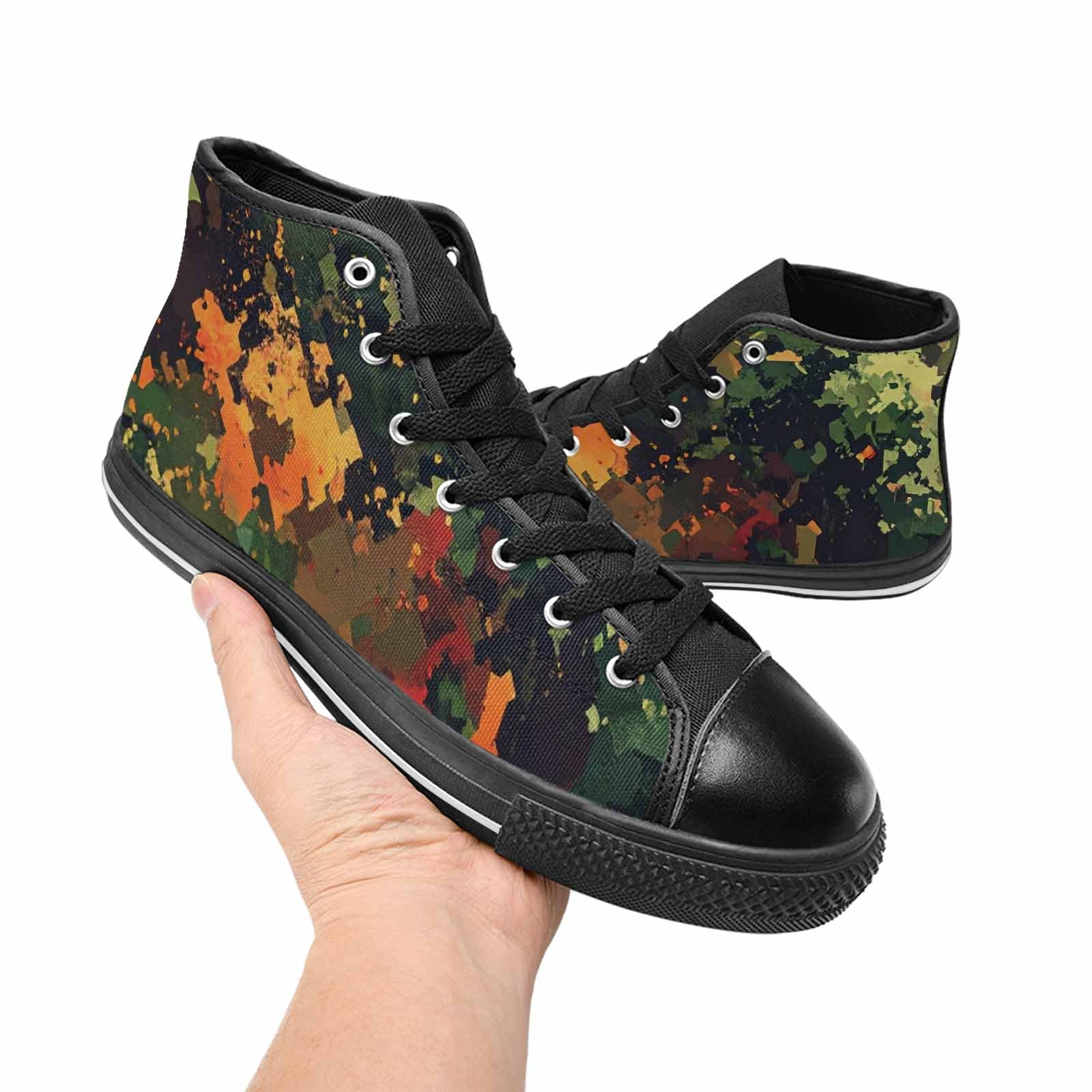 WOMEN'S Military Camouflage Blotch High Top Canvas Vibrant Chaos Sneakers