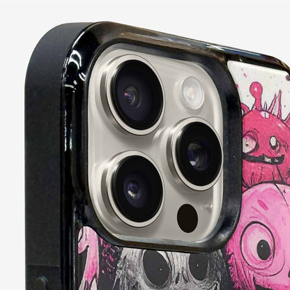 iPhone 16 Pro Case — Monsters General Black Pink Ink Cartoon, Custom Print Case Cover