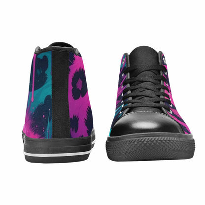 MEN'S Leopard Melting Neon High Top Canvas Surreal Sneakers