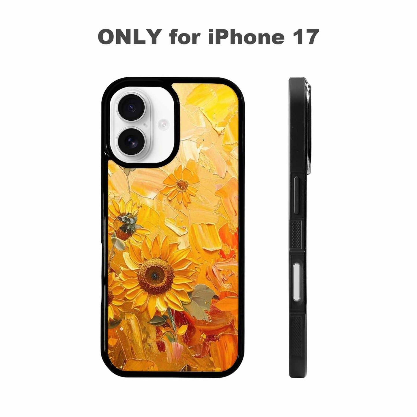 iPhone 17 Case — Impressionist Sunflower Brushstroke Pattern Floral, Custom Phone Case
