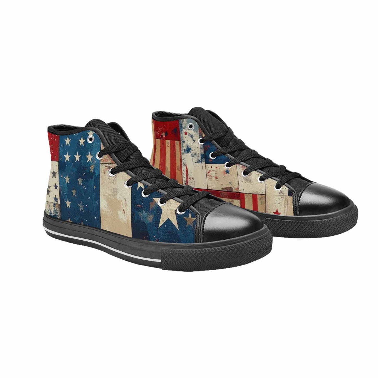 MEN'S American Flag Stars High Top Canvas Neon Fantasy Sneakers