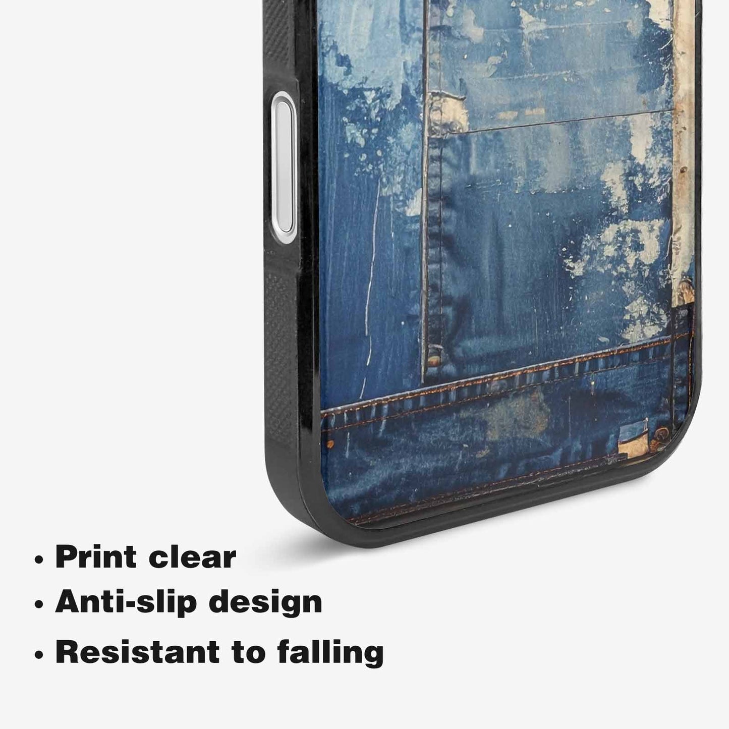 iPhone 16 Case — Denim Distressed Textures Print Edge To, Original Design Phone Case